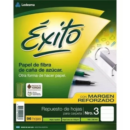 Repuesto Nro3 x96 hojas Éxito - margen Reforzado