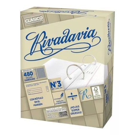 Repuesto Nro3 x480 hojas Rivadavia - clásico