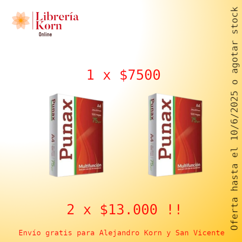 Resma A4 Punax 75grs x 500hs. 2x13000 Oferta Resma A4 Punax 75grs x 500hs. 2x13000 Oferta