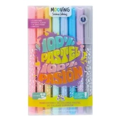 Marcadores Mooving Pastel - 100% Pasion X 8 unidades