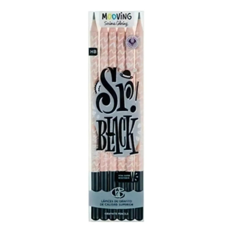 Lapices De Grafito Sr. Black Mooving x 6 Unidades