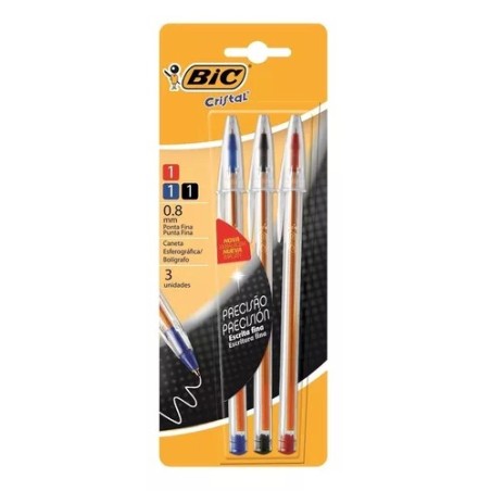 Lapicera bolígrafo Bic cristal 3 colores