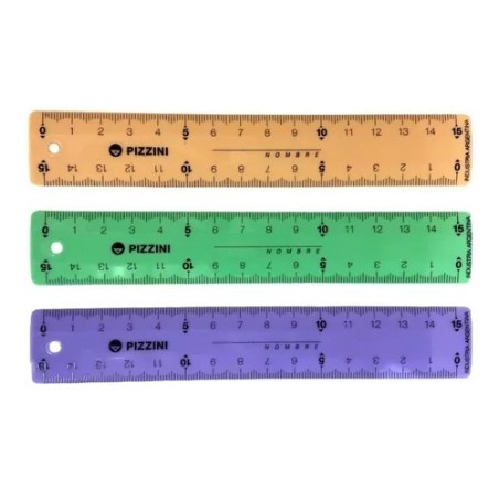 Regla Pizzini x15cm color pastel