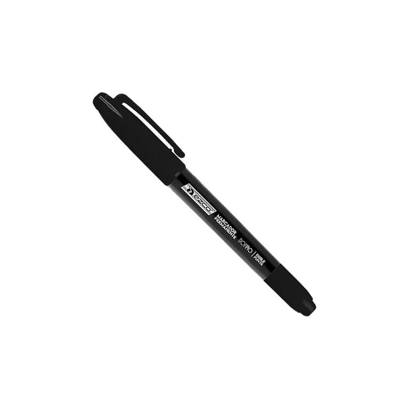 Marcador Ezco Doppio permanente doble punta - negro