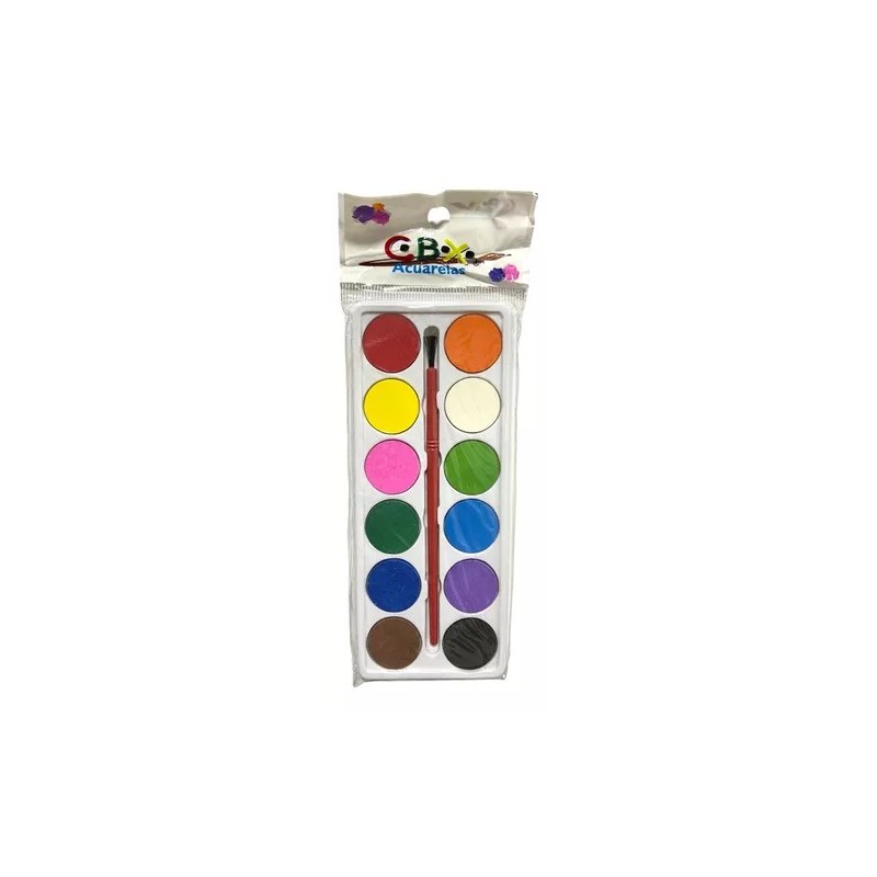 Acuarelas Cbx Pastillas X 12 Colores + pincel