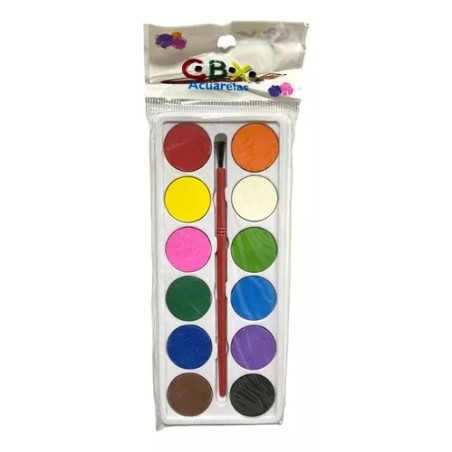 Acuarelas Cbx Pastillas X 12 Colores + pincel