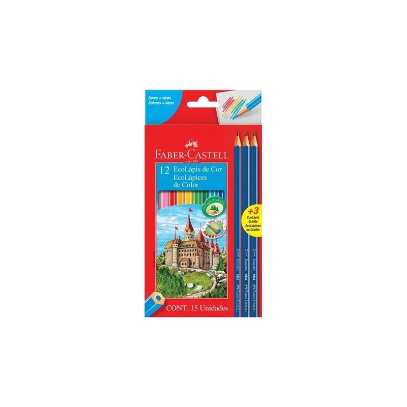 Lápices de colores Faber-Castell x12u +3 de grafito