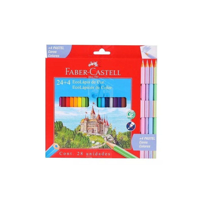 Lápices de colores Faber-Castell x24u +4 pastel