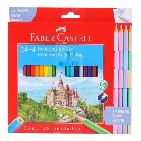 Lápices de colores Faber-Castell x24u +4 pastel