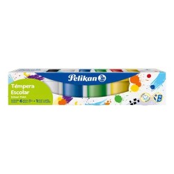 Témpera Pelikan x25ml - 6 colores + pincel + mezclador