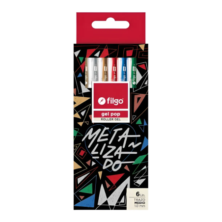 Lapiceras Gel Pop X6 Metalizado Filgo
