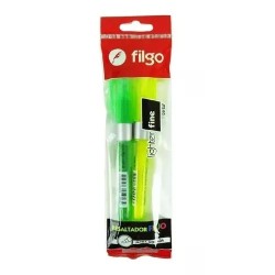 Resaltador flúo Filgo x 2 Fine - biselado - verde y amarillo