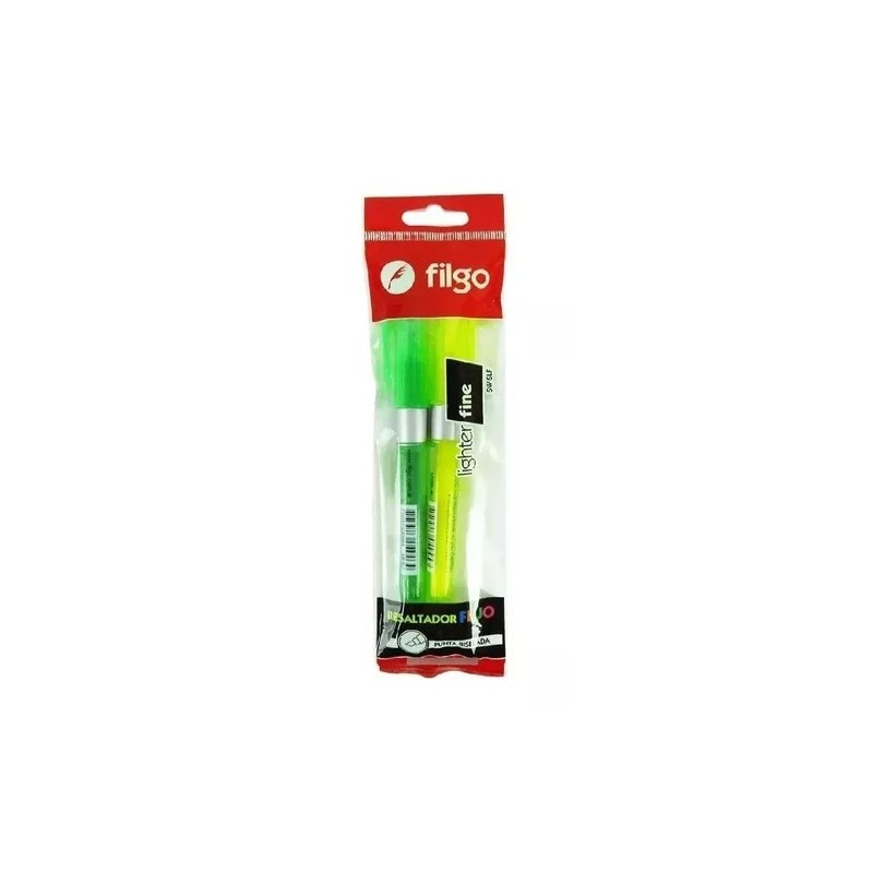 Resaltador flúo Filgo x 2 Fine - biselado - verde y amarillo