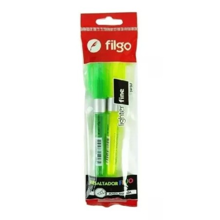 Resaltador flúo Filgo x 2 Fine - biselado - verde y amarillo