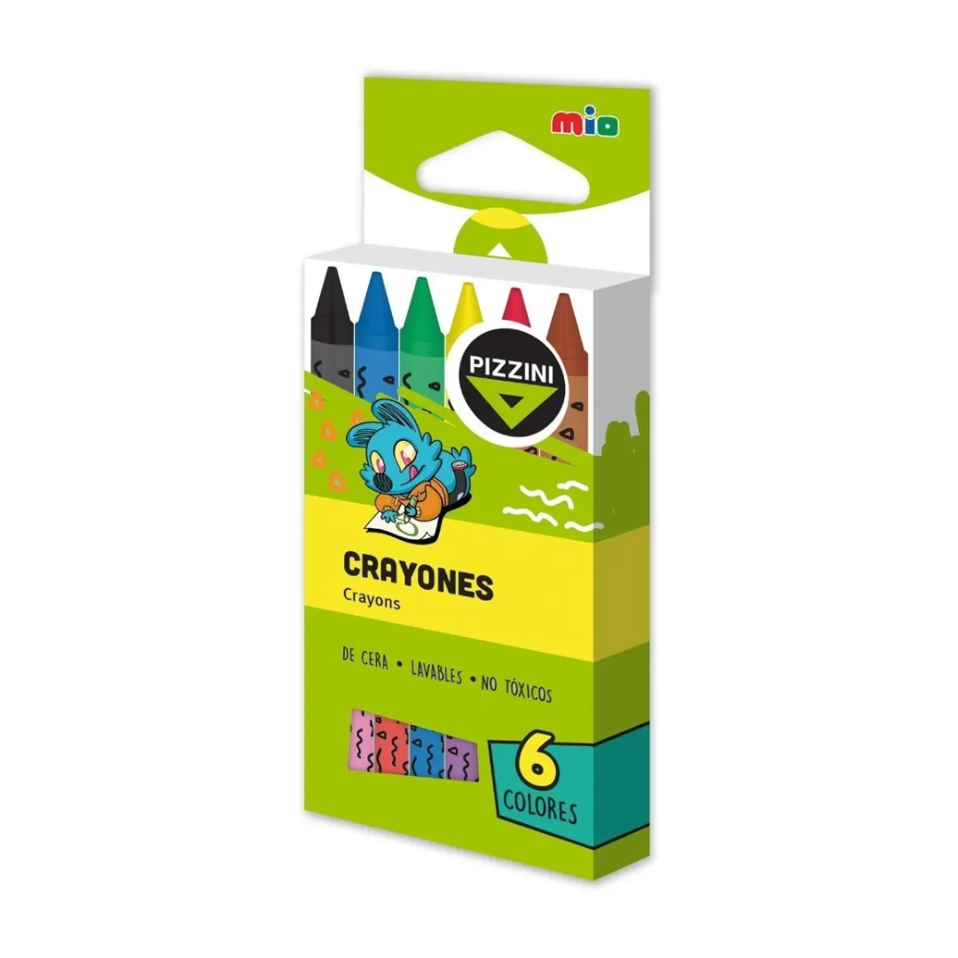 Crayones Pizzini x 6 colores lavable
