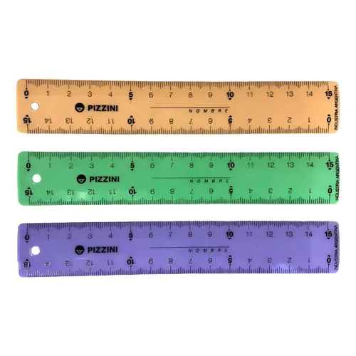 Regla Pizzini x15cm color pastel