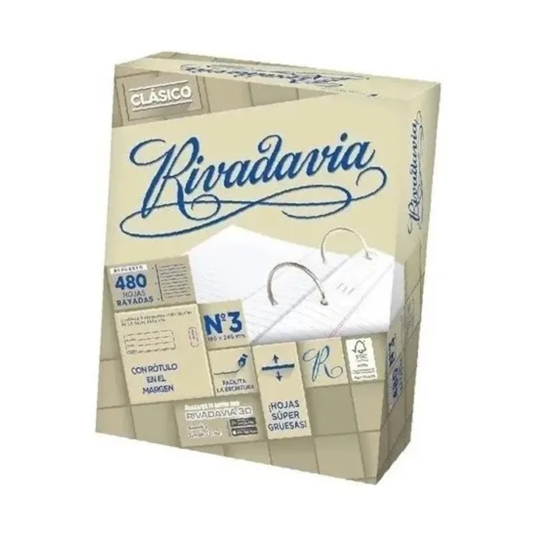 Repuesto Nro3 x480 hojas Rivadavia - clásico