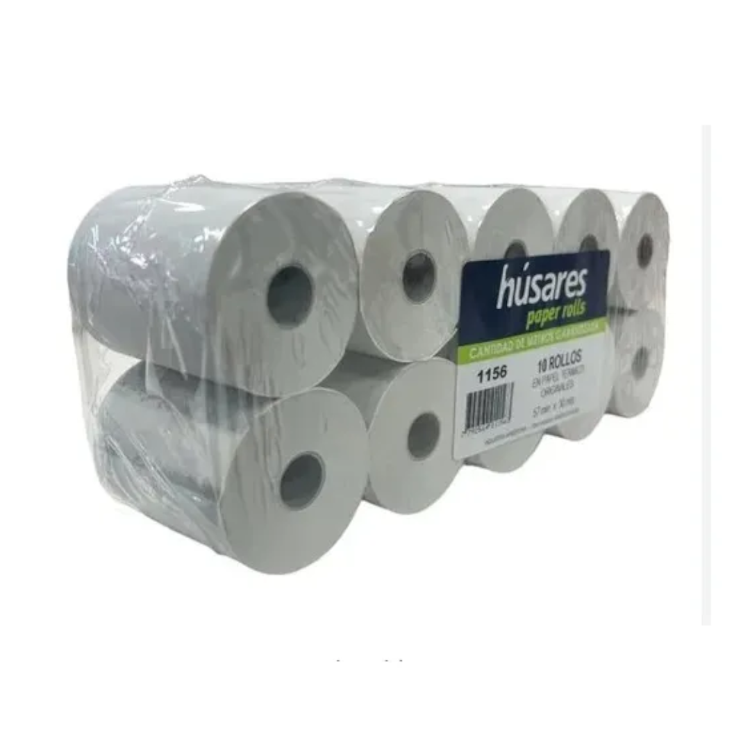 Rollo papel térmico Húsares - 57mmx30mts  - x10